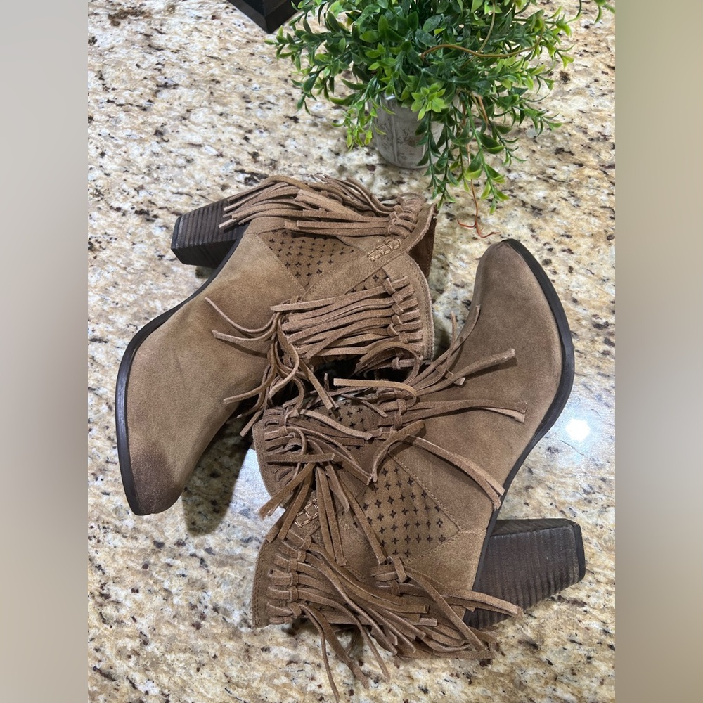 Naughty Monkey Brown Dandy Leon Fringe Leather Boots 9.5 - Picture 5 of 9